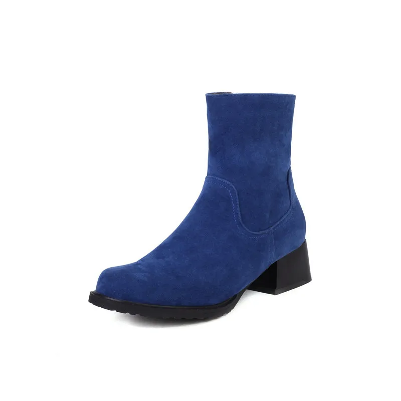 YMECHIC stivaletti nudi in pelle opaca concisa per donna scarpe con impunture nero grigio marrone blu 2021 inverno Shorty Botas taglia 43