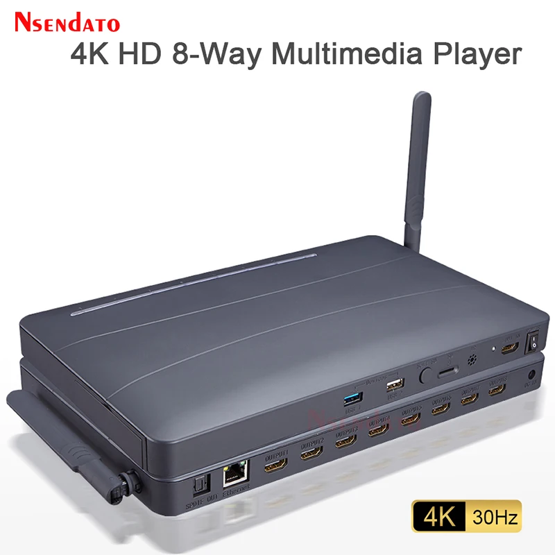 Portable 8 ways HDMI Media Video player 4K HDMI TV Multimedia USB Hard Drive mediaplayer TV Box for TV Stores Video Presentation