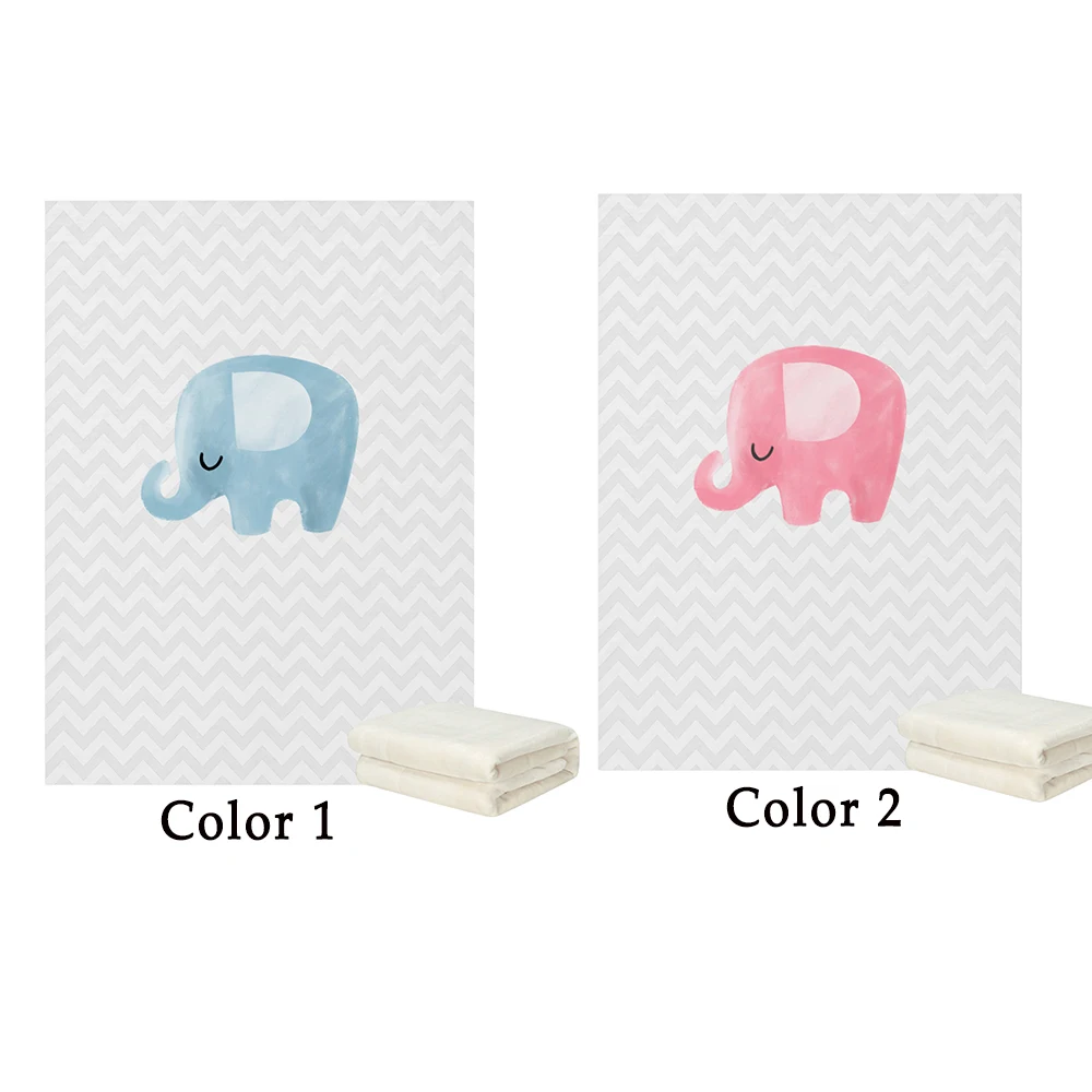 LVYZIHO Personalized Stripe Pink Elephant Blue Elephant Baby Boy/Girl Blanket - 30x40 / 48x60 / 60x80 Inches - Fleece Blanket