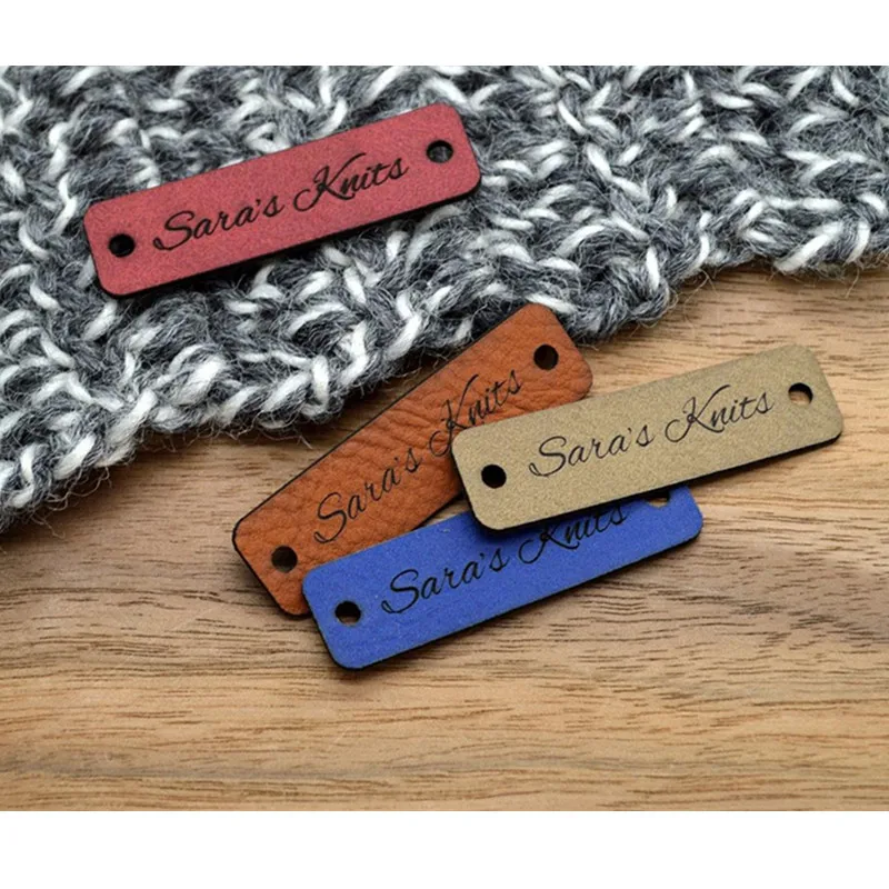 30pcs Handmade Knittting Crochet label Personalized brand logo Clothing Hat - DIY leather tags Sew on rectangle Garment labels