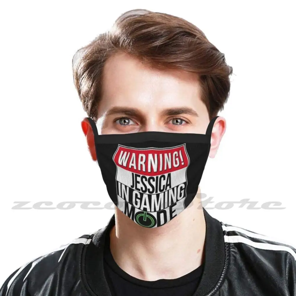 Warning In Gaming Mode - Funny Girl Gamer Gift For Custom Pattern Washable Filter Pm2.5 Adult Kids Mask Gamer Gamer Gaming