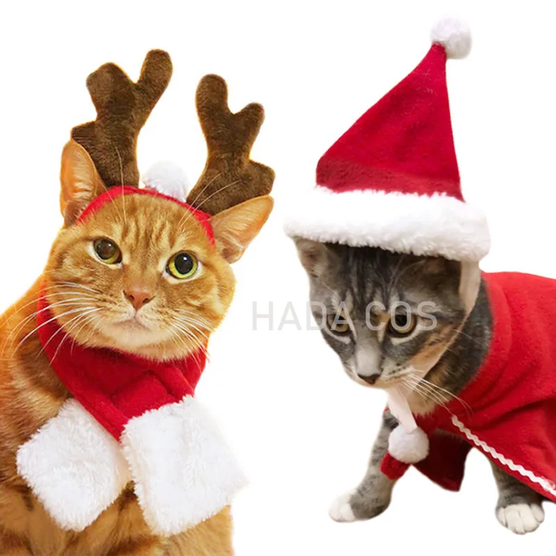 Decoraciones navideñas para mascotas, ropa para gatos, perros, Santa, bufanda roja, sombrero, Feliz Navidad, Año Nuevo, regalos de Navidad, Natale, Noel, Kerst, 2022