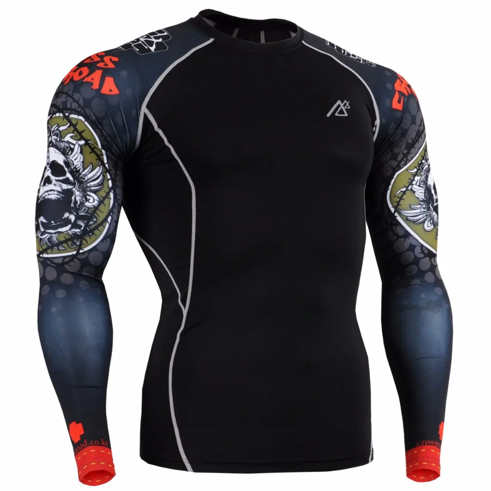 Men`s Long Sleeve Base Layer Skin Fitness Elasticity Compression Shirts Quick Dry Ultralight MMA Gym Yoga Running Life On Track