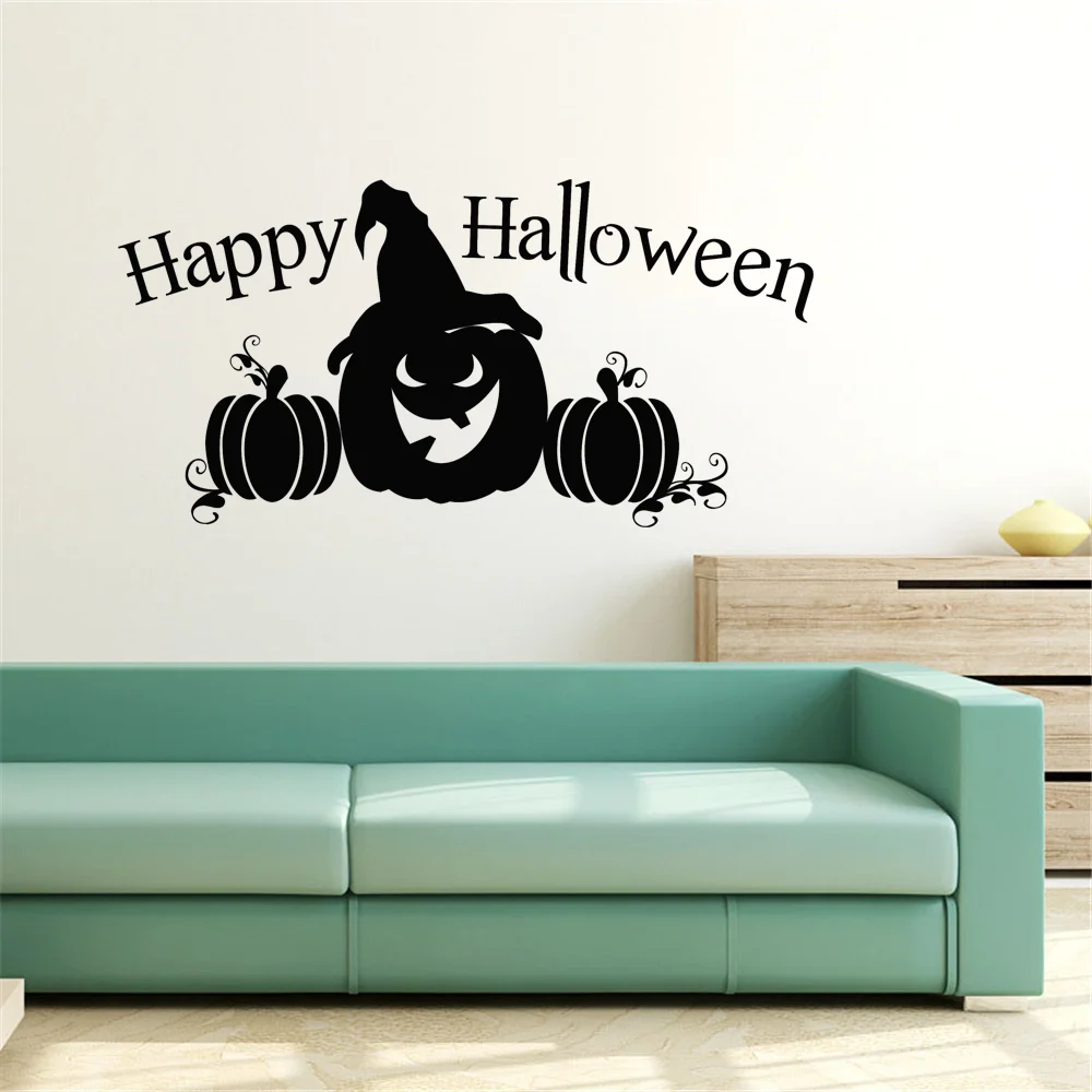 Happy Halloween Pumpkin Decor Vinyl Decal Wall Sticker Window Jack O Lantern Art Wallpaper