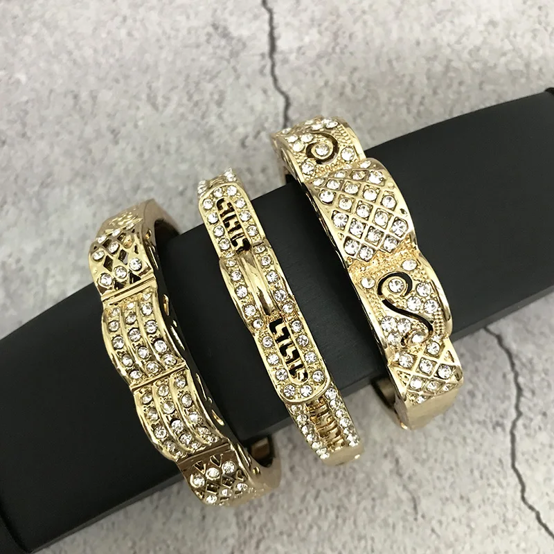 Simple zinc alloy fine dengraved crystal bracelet brand design style women rhinestone bracelet jewelry