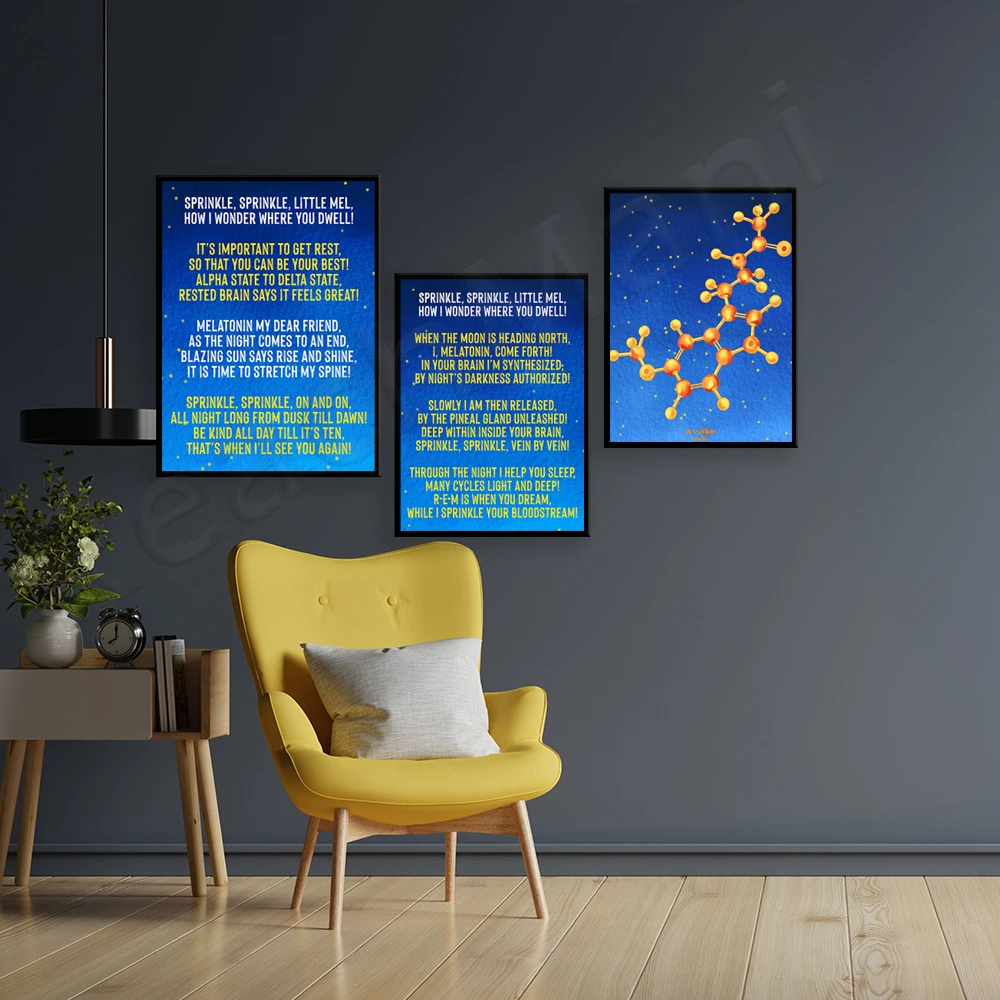 Melatonin Twinkle Twinkle Little Star Crib Molecular Print Stars Night Sky Artwork Neuroscience Art Sleep Gift Poster