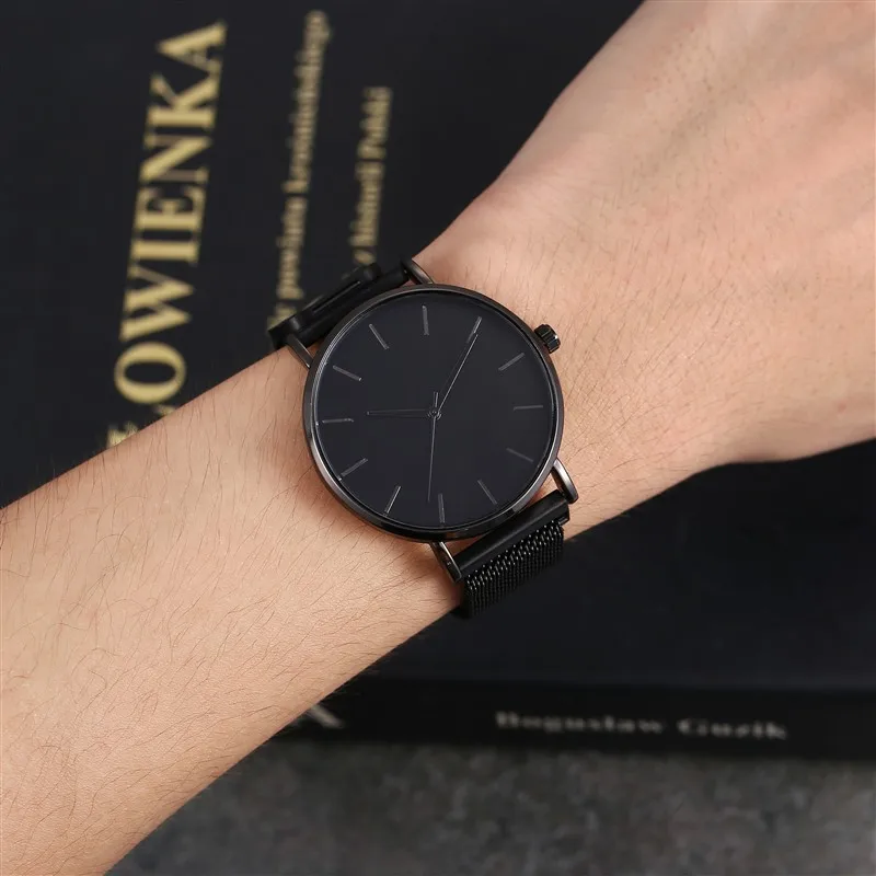 Free shipping men watch   milanese  magnet  watch for men  and  boy  student watches    thin simple  minimalist watch  watch men