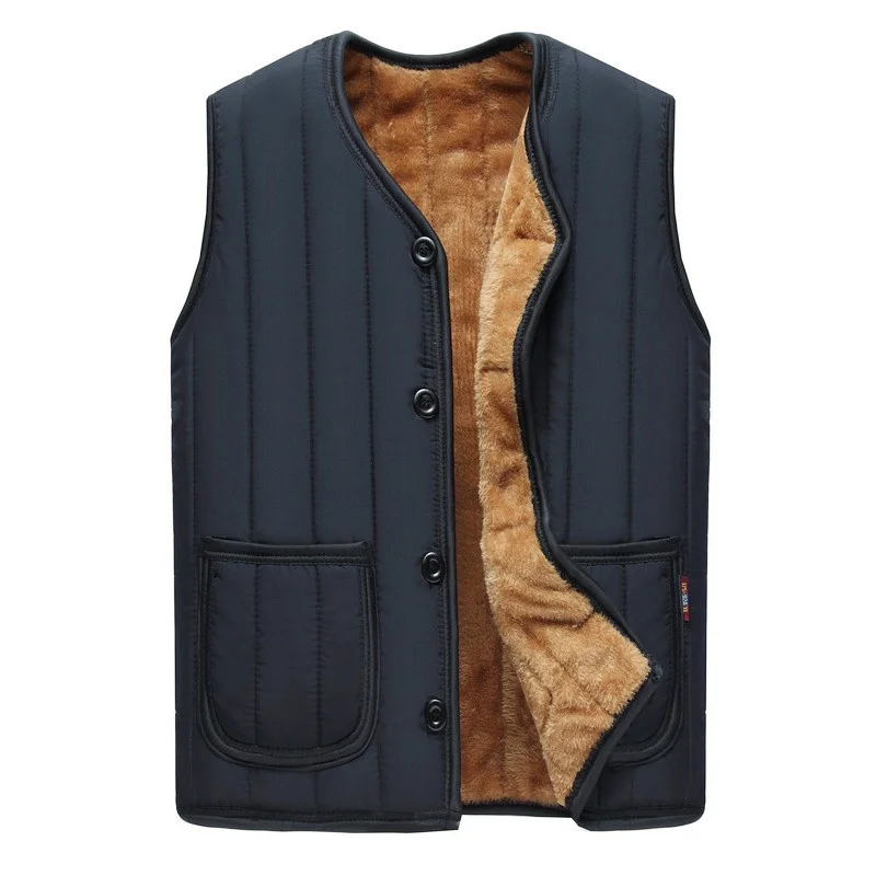 Mens Tan Tops Sleeveless Jacket Plus Velvet Coat Winter Warm Vest