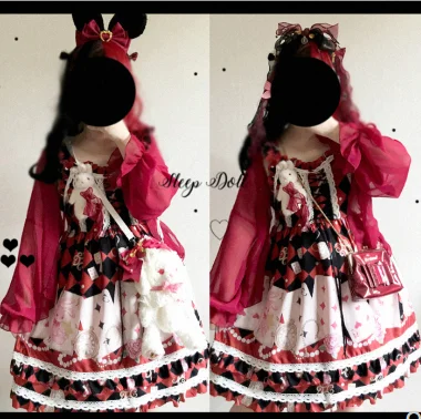 Kawaii ragazza gothic lolita cosplay loli JSK vintage carino Principessa tè del partito del merletto a vita alta bowknot stampa jsk lolita cos