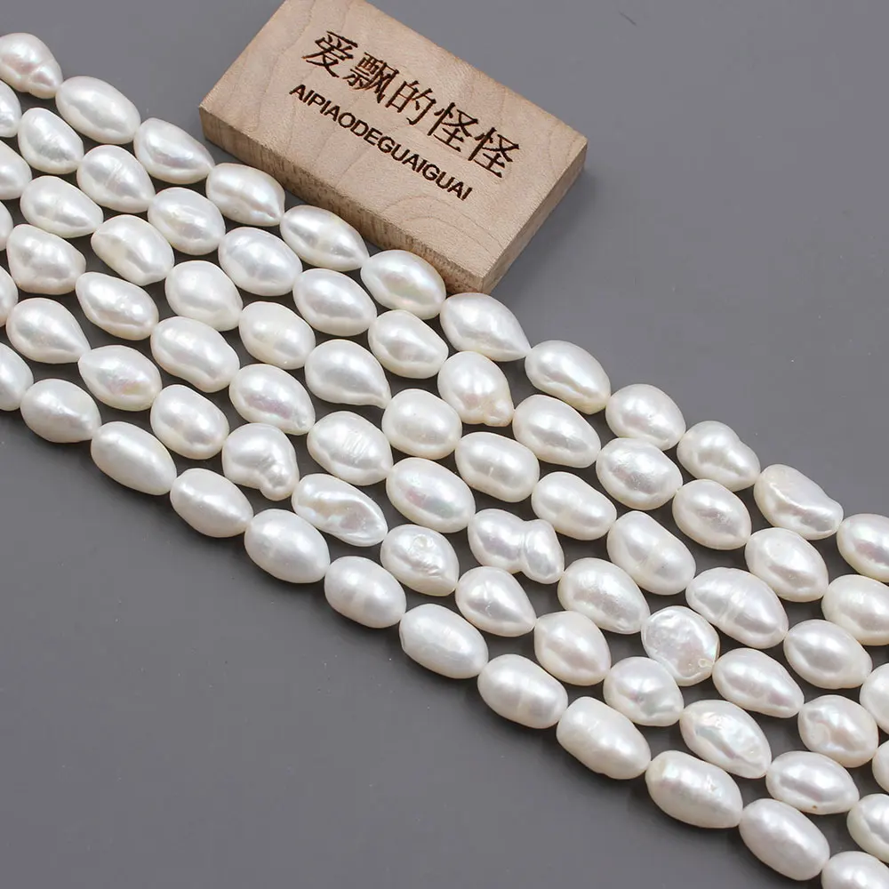 5 Strands 8x11-9x12mm Natural White Baroque Keshi Pearl Strands Loose Beads For Necklace Bracelet Jewelry DIY