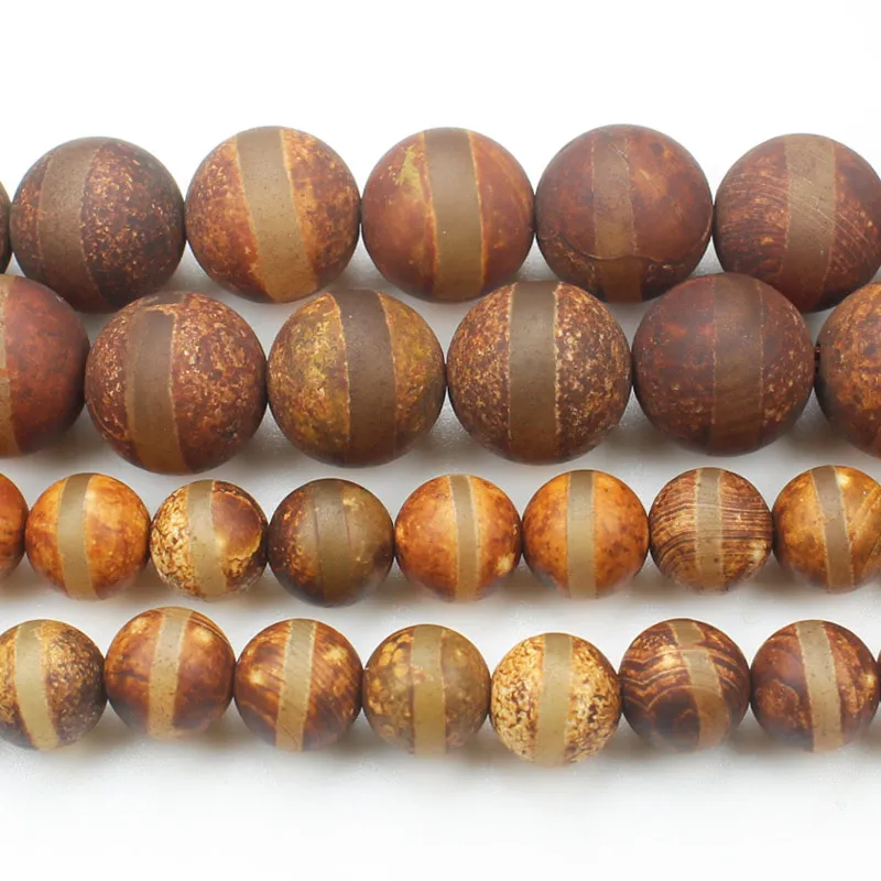 Vintage Tibet Dzi Agate Brown one line Round Beads 8-12mm ,For Jewelry making, can mixed wholesale!