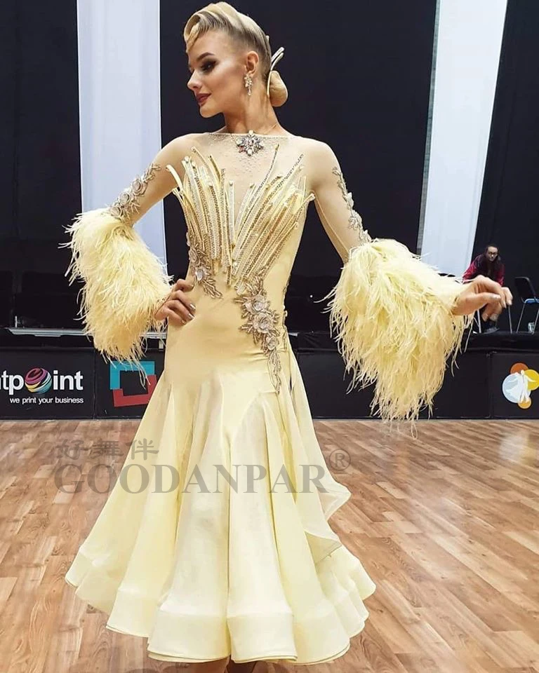 Ballroom Dance Dress Women for Competition standard dance dress ballroom dance costumes  pleated material dress pleated fabric