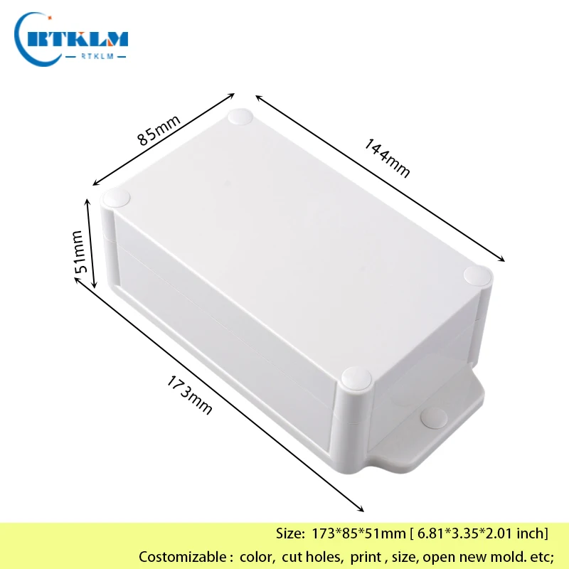 Outdoor Waterproof Electrical Power Junction Box ABS Plastic Enclosure Distribution Box 173x85x51mm for Secure Wiring