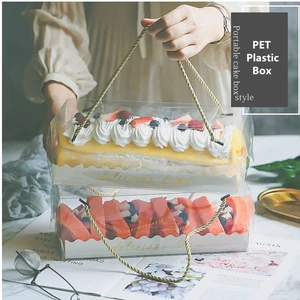 LBSISI Kotak Kue Transparan Seumur Hidup Dengan Pegangan Cupcake Swiss Plastik Bening Kemasan Hewan Peliharaan Portabel Kotak Hadiah Panjang, 10 buah 8 kotak gulung swiss penjualan terbaik - №