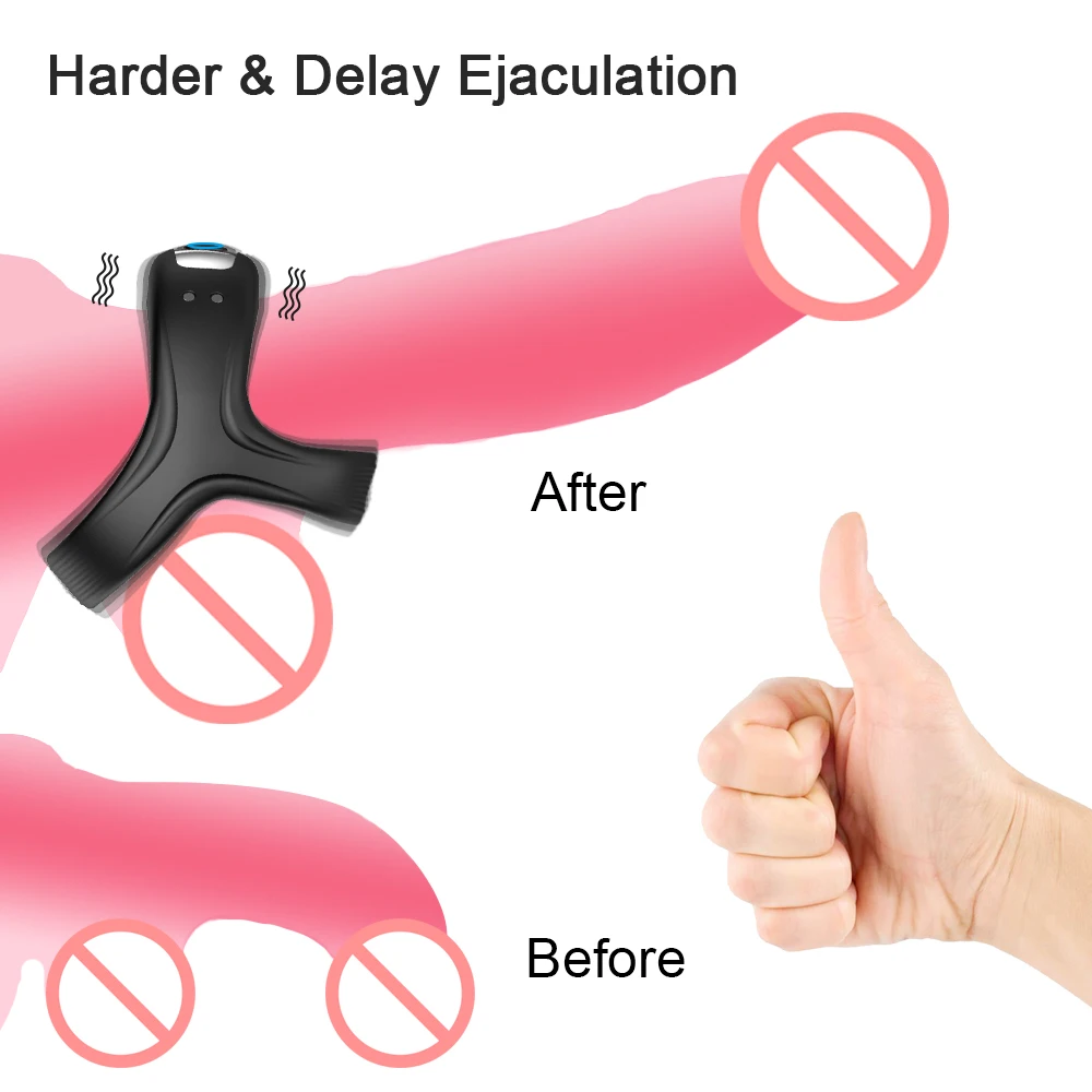 Vibrator Cockring Penis Cock Ring on for Man Delay Ejaculation Sex Toys for Men Couple Rings Penisring Toys for Adults 18