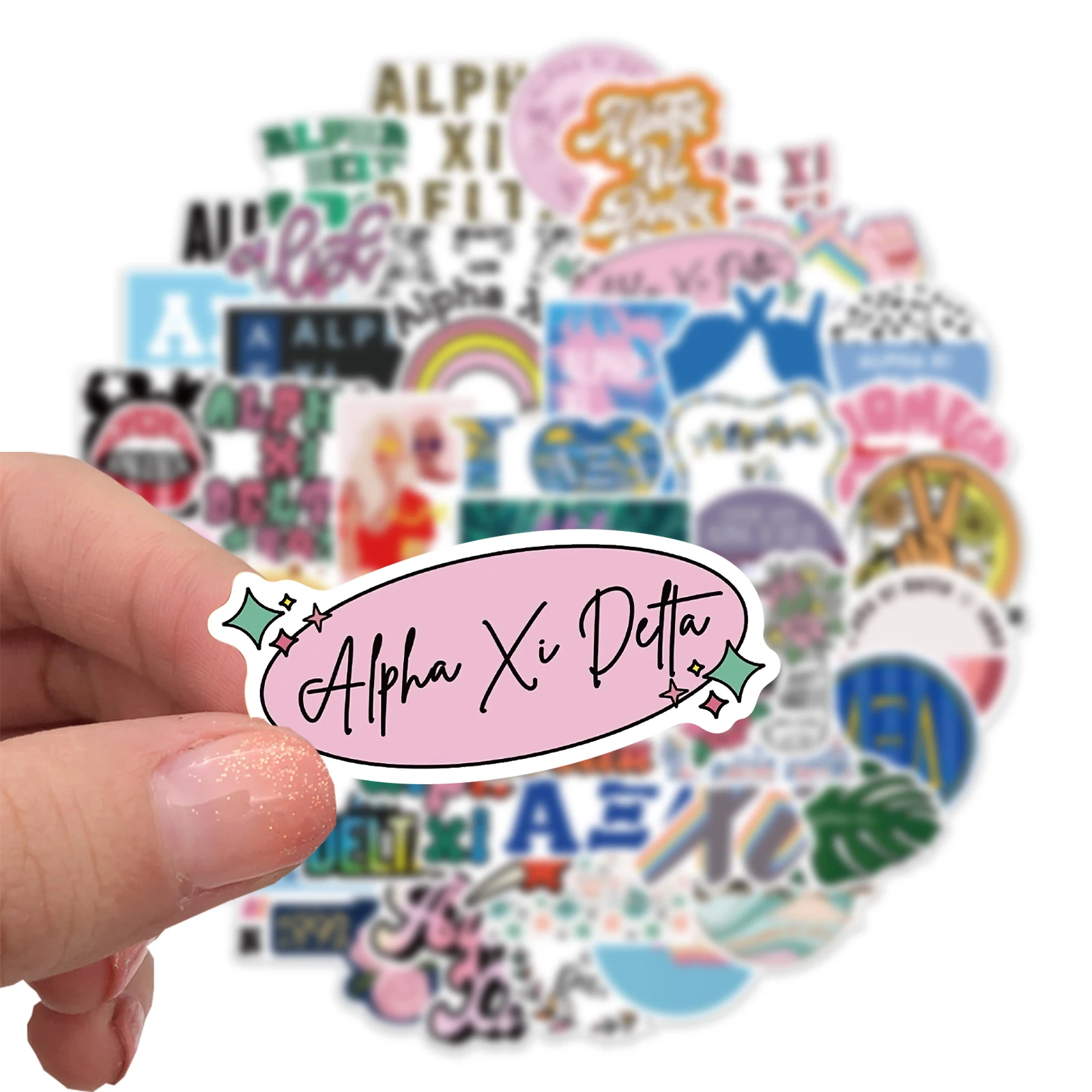 50pcs/pack Cartoon University Alpha Xi Delta Stickers For Skateboard Computer Notebook Car Decal Children's Toys