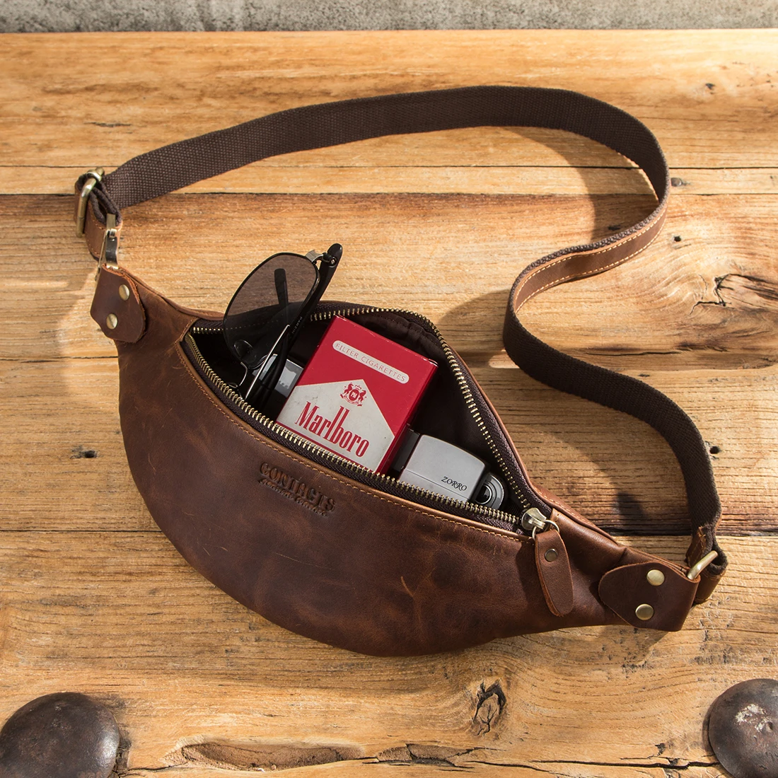 Vintage Genuine Cow Leather Chest Bag Men Waist Bag Small Fanny Pack Male Waist Pack Travel  For Cell phone Belt Crossbody Bag