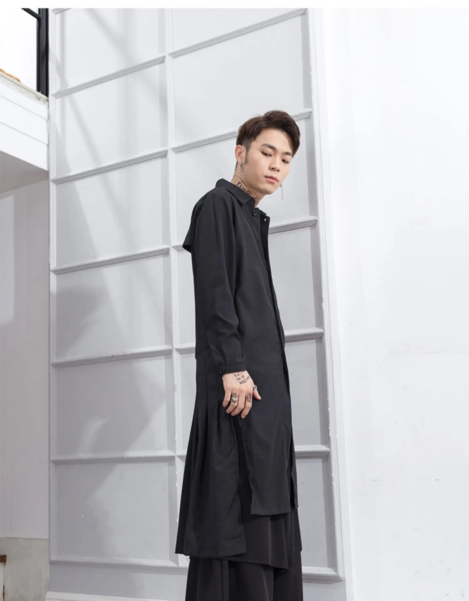 Men's Black Trousers Leisure Large Size Spring And Summer New Loose Skirt Pants Men's Ins Layered Structure Personalized