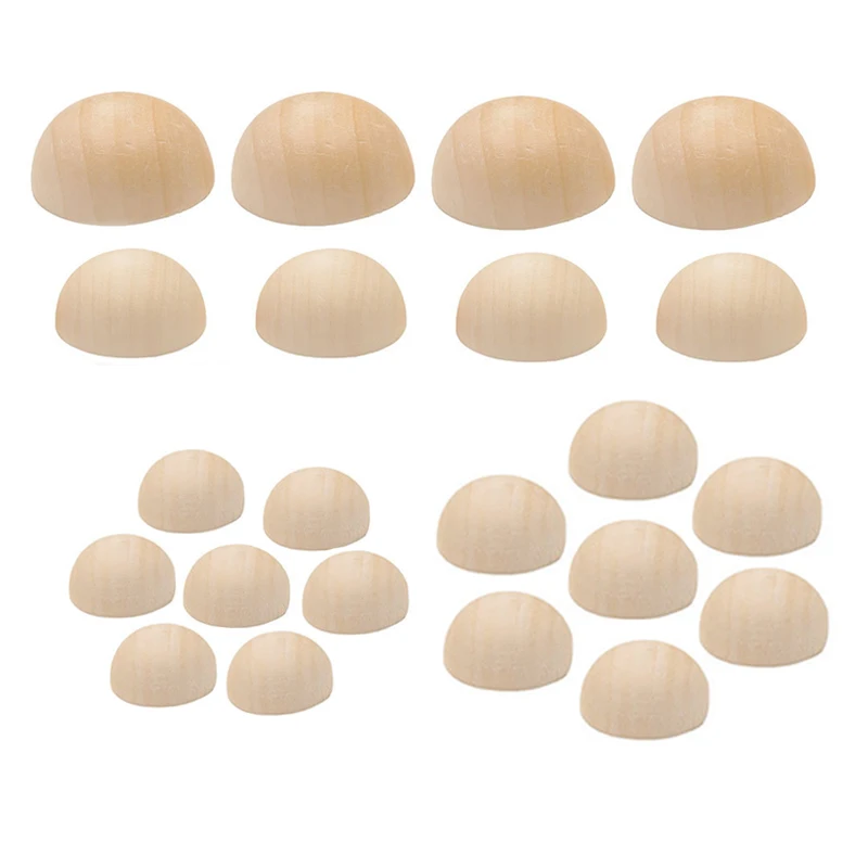 50/20/10Pc Natural Unfinished Half Wood Beads Balls 15/20/25/30MM Round Spacer Wooden Beads DIY Handmade Unfinished Wood Craft