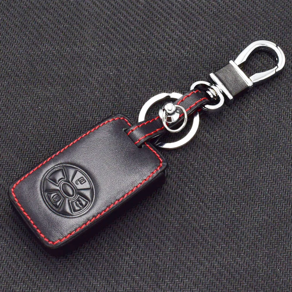 Leather Car Key Case For Toyota RAV4 2009 10 2011 RAV 4 Yaris Reiz 3 Buttons Smart Remote Fob Shell Cover Keychain Protector Bag