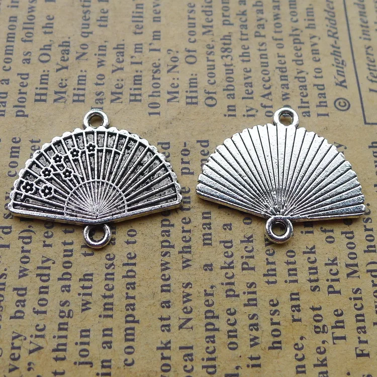 10pcs/Lot 20x24mm Antique Silver Color Folding Fan Charms Pendant For Jewelry Making DIY Jewelry Findings