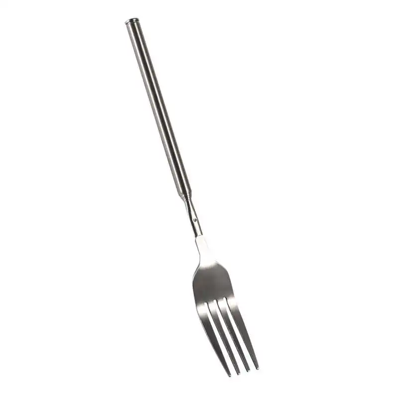 Retro Fork BBQ Telescopic Extendable Dinner Fruit Dessert Long Handle Fork Stainless Steel Cutlery Fork Tableware