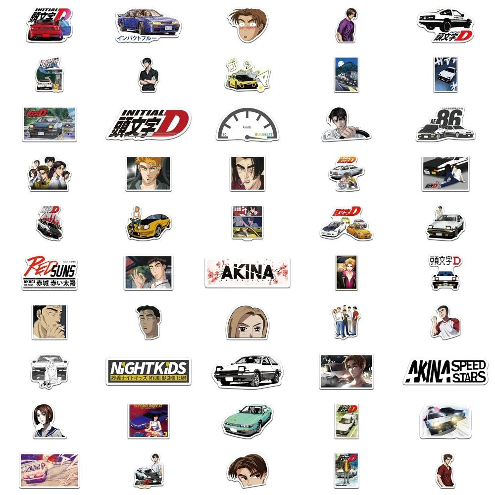 10/30/50/100PCS Anime Initial D Cartoon Stickers Skateboard Laptop Phone Bike Car Luggage Cool Waterproof Toy Sticker for Kids