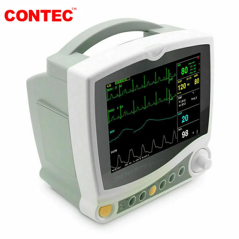 CONTEC CMS6800 ICU Patient Monitor Vital Signs Monitor 6 Parameters with Printer ECG SPO2 RESP TEMP NIBP PR HR