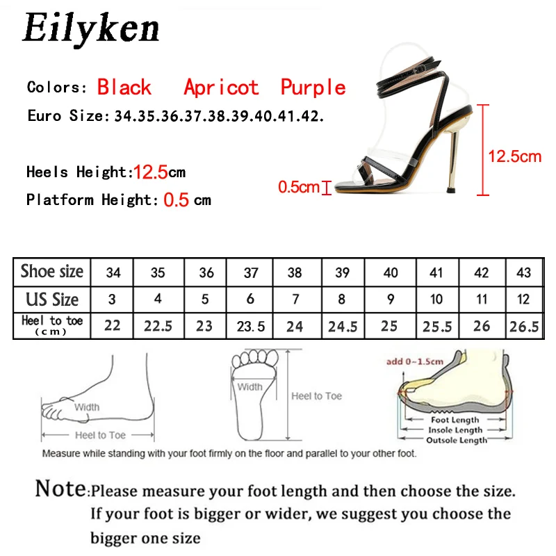 Eilyken Women Gladiator Sandals Shoes Sexy Ankle Strap Metal High Heels Sandals Summer Party Dress Shoes Buckle Pumps