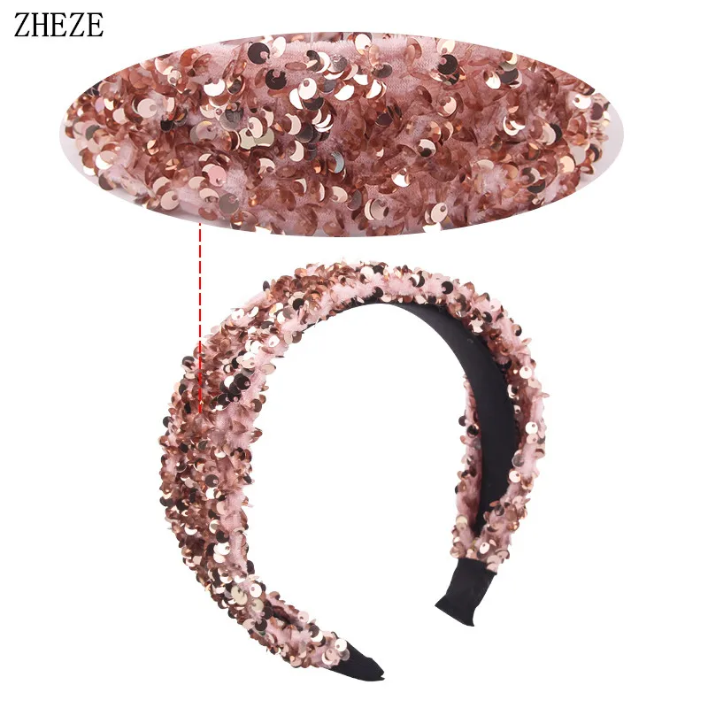 1PC Girls Glitter Reversible Hairband Sequins Fashion Mermaid Head Bands For Women Party Hair Accessories