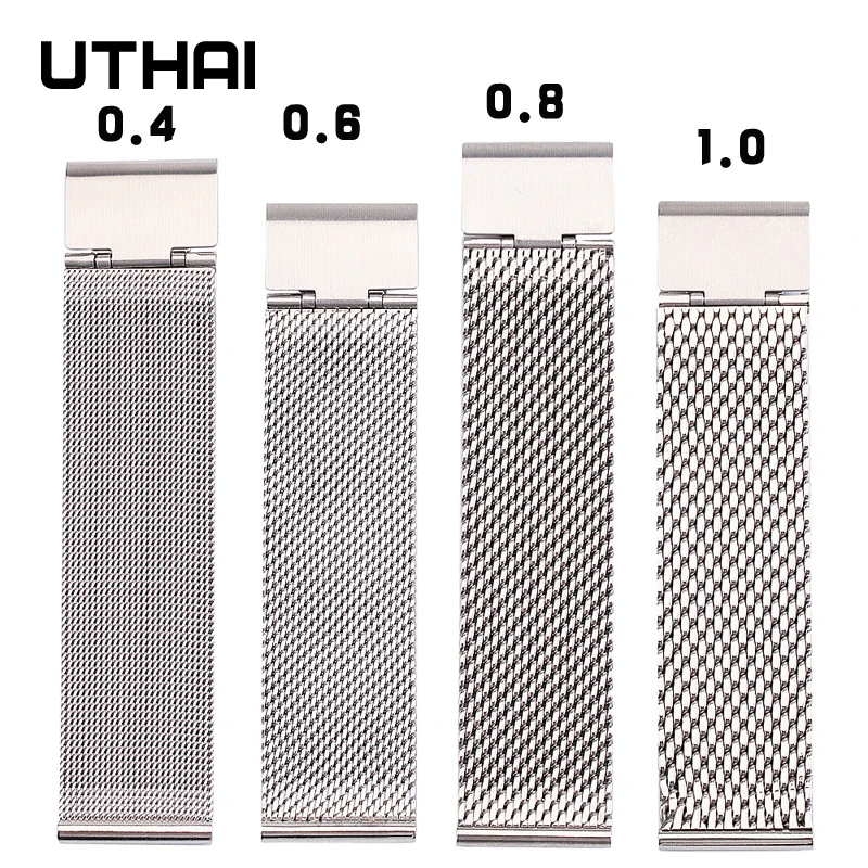 UTHAI P66 Watchband Stainless steel watch strap 1.0 line Milan mesh strap 18mm 20mm 22mm 24mm Band  wristband