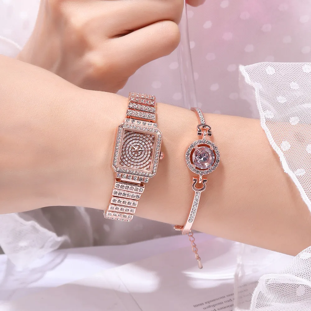 Gypsophila-Reloj de pulsera de cuarzo para Mujer, accesorio de lujo con diamantes de imitación, elegante, color dorado, 2021