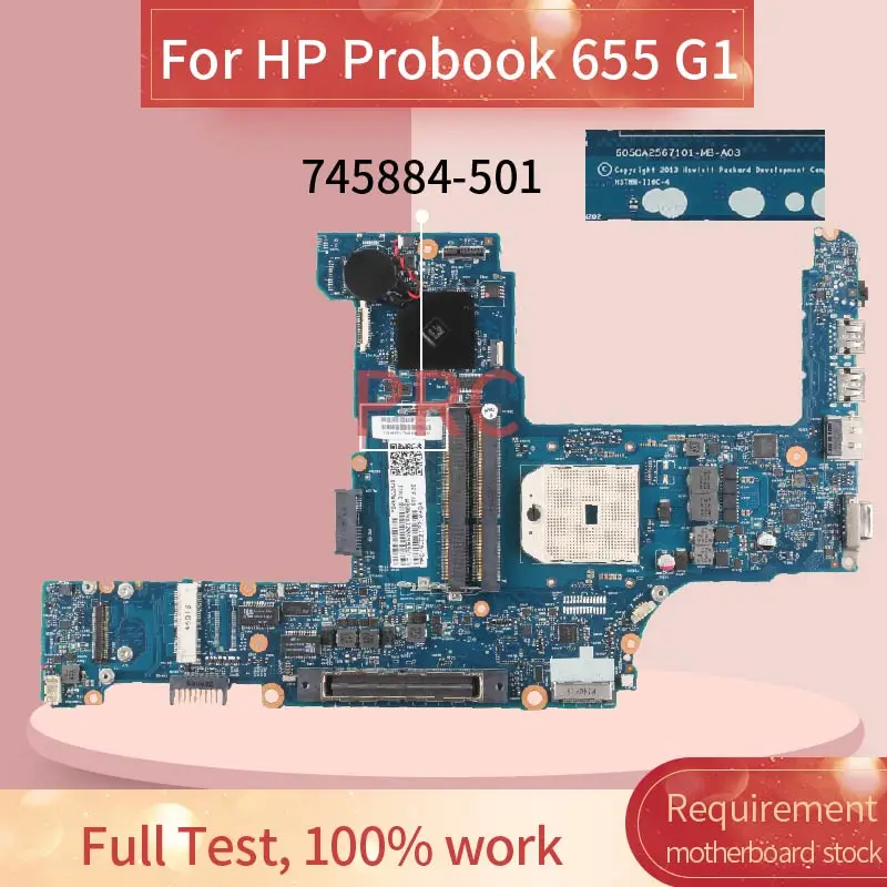 

746018-001 746018-501 Laptop motherboard For HP Probook 645 655 G1 FS1 Socket Notebook Mainboard 6050A2567101-MB-A03 AMD