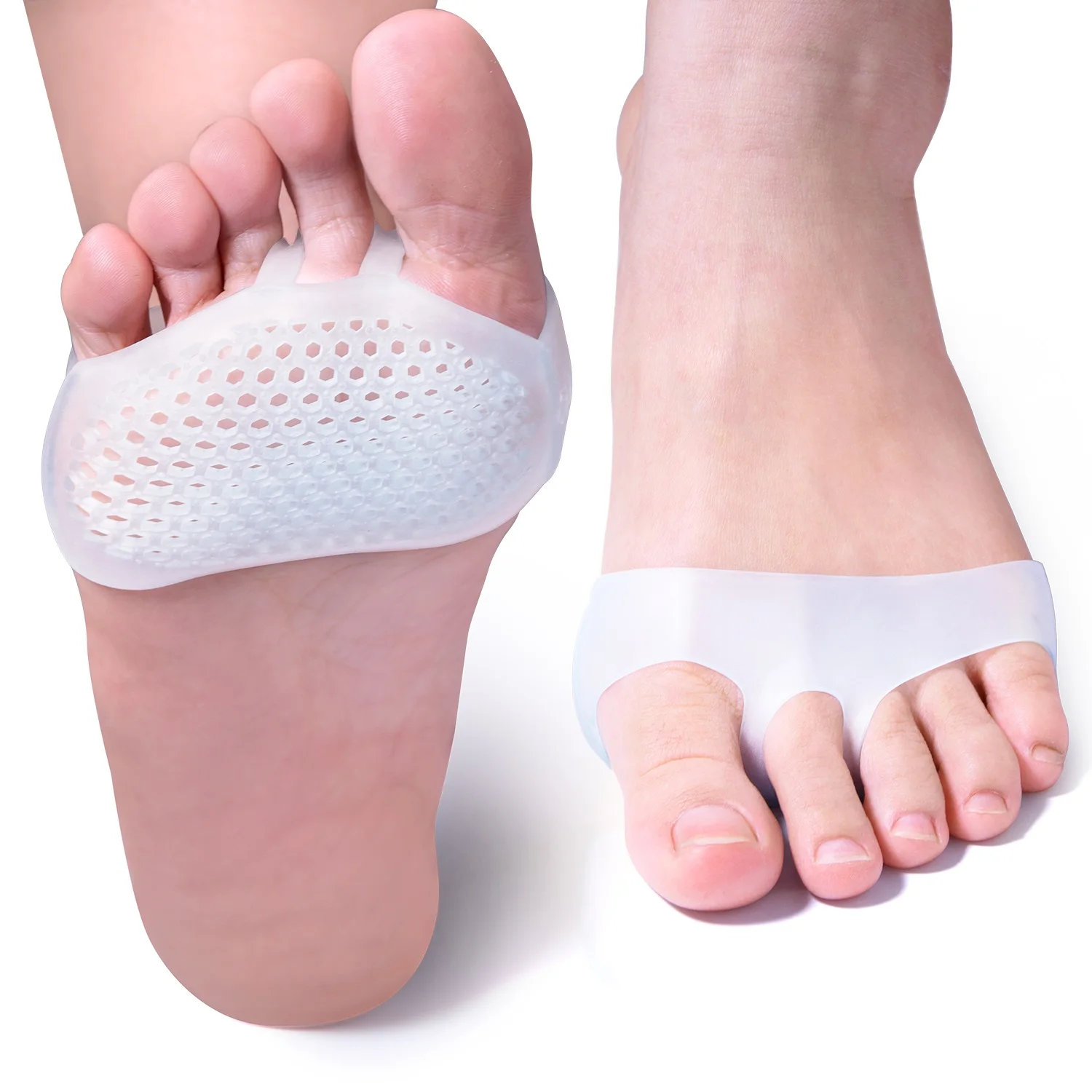 2pcs/1pair White Soft Forefoot Pads Silicone Ball of Foot Cushion Prevent Foot Corn Callus Blisters Pain Relief Foot Care Tool