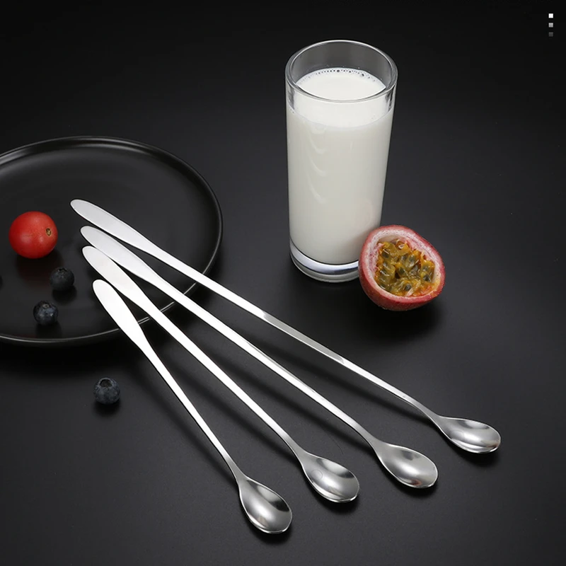 Long Handle Stainless Steel Coffee Spoons Tea Milk Ice Cocktail Wine Stirring Teaspoon Mini Scoops Utensils for Kitchen