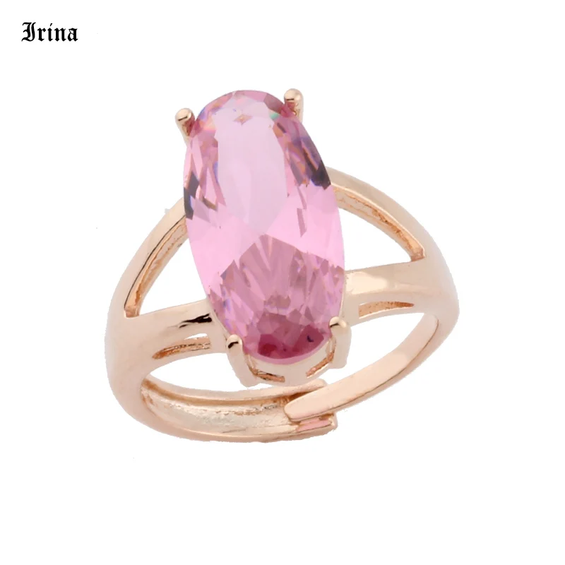 9 Colors Cubic zirconia Egg Shape 585 Rose Gold Color Rings for Women Oval Adjustable Opening Anniversary Party Finger Ring