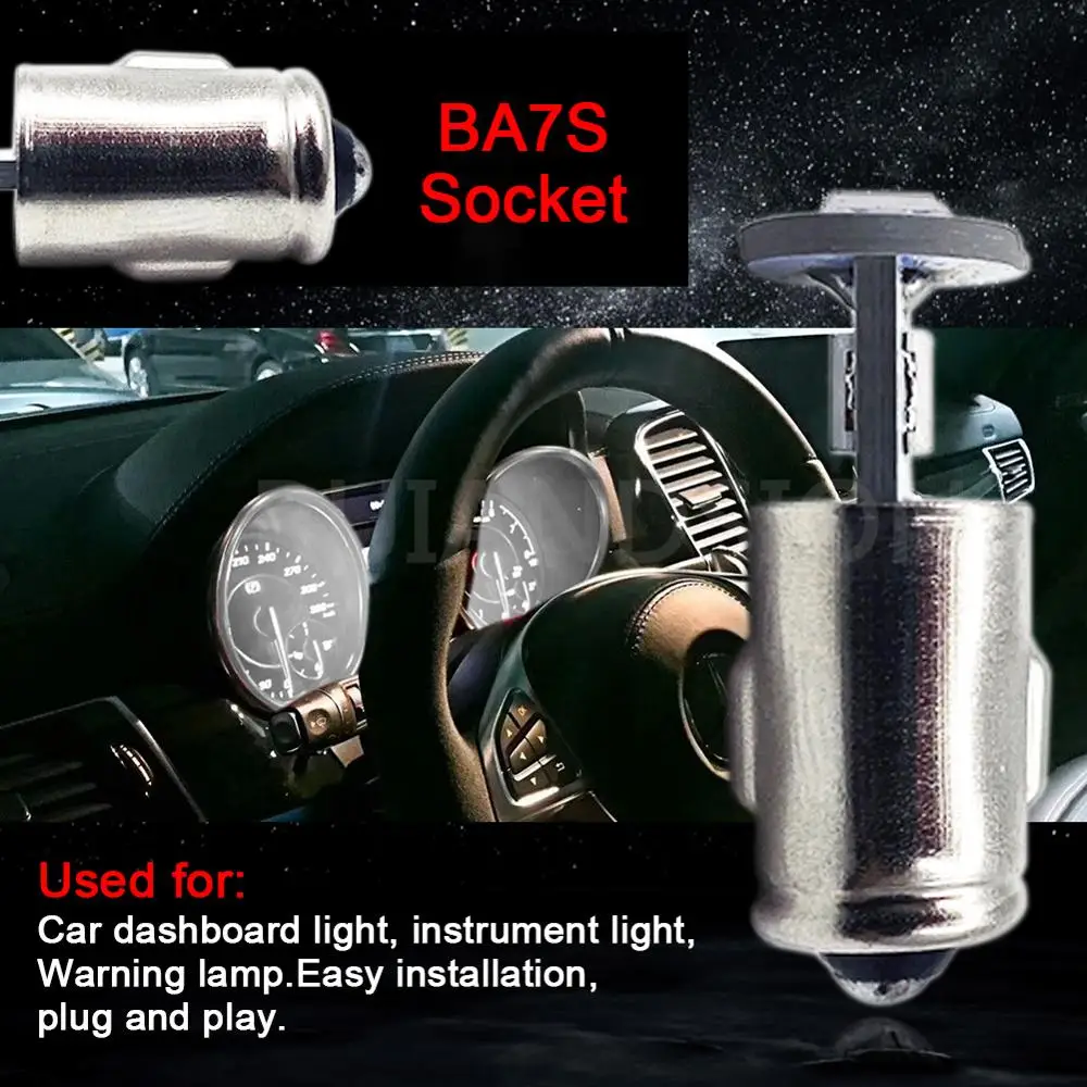 10Pcs 3030SMD BA7S T7 Car Led Bulb Interior Dashboard Instrument Panel Light Auto Mini Indicator Warning Lamp Nonpolar 12V 150Lm