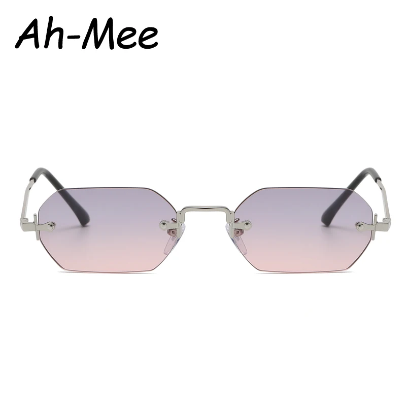 Small Square Rimless Sunglasses Women Retro Polygon Grey Gradient Sun Glasses Vintage Lady Summer Style Female Eyewear UV400