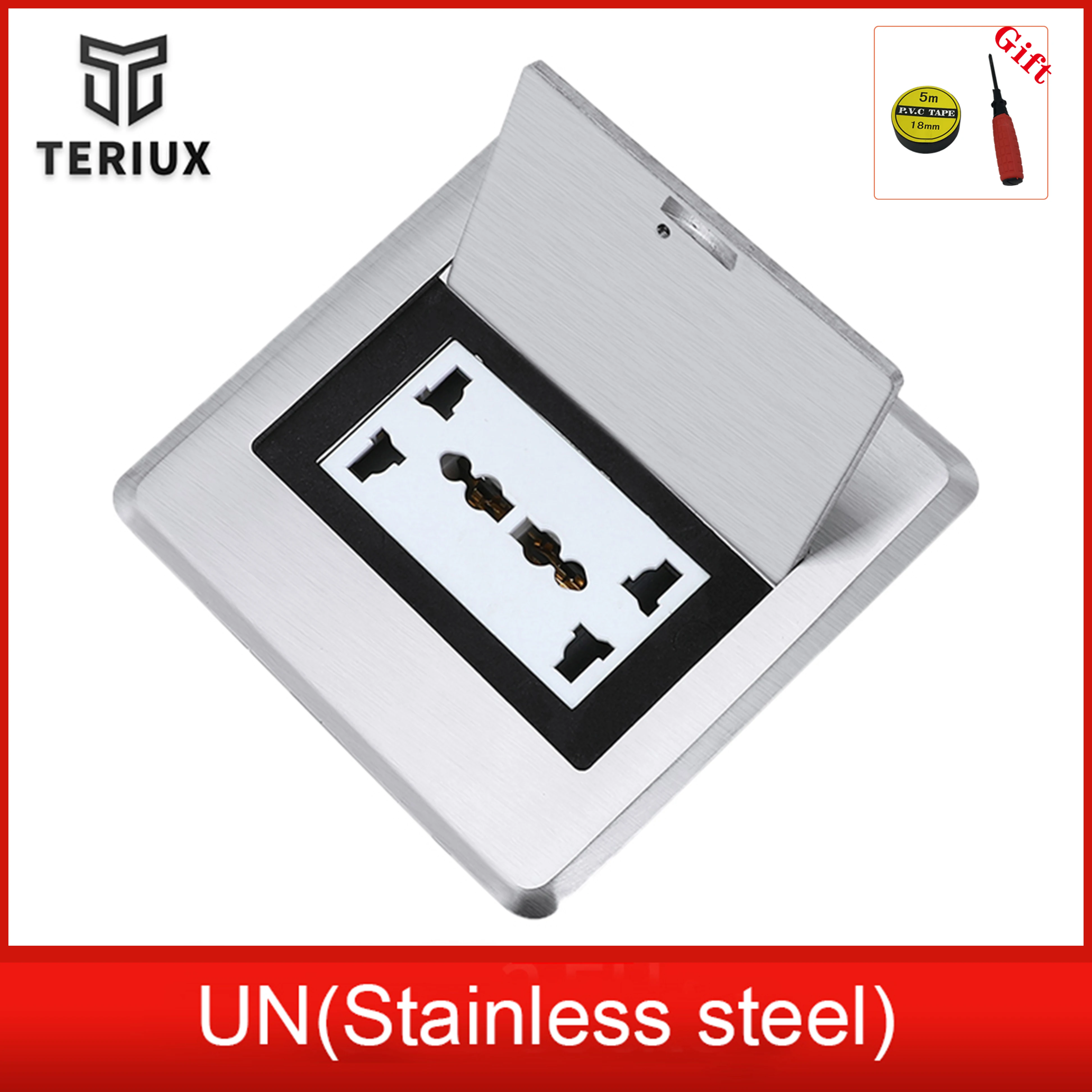 New silvery Stainless steel floor receptacle residential outlet high standard floor socket