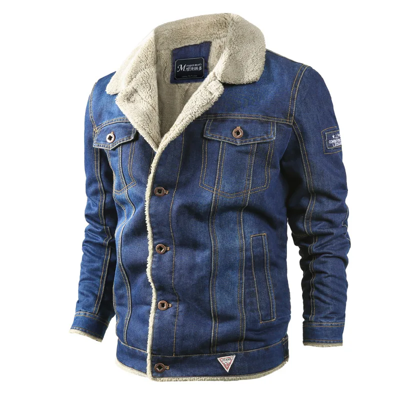 

Men's Denim Jacket Casual Fashion Men Coat Winter Plus Size Velvet Thick Loose Lapel 6XL Male Denim Jacket Outwear Free Shipping