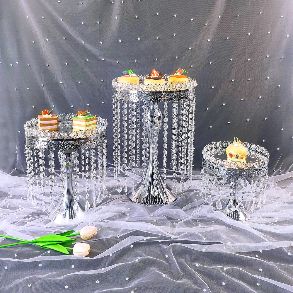 Silver Cake Stand Set, Gold Crystal Metal Cupcake Decorations, Dessert Pedestal, Party Wedding Cake Rack, High Quality