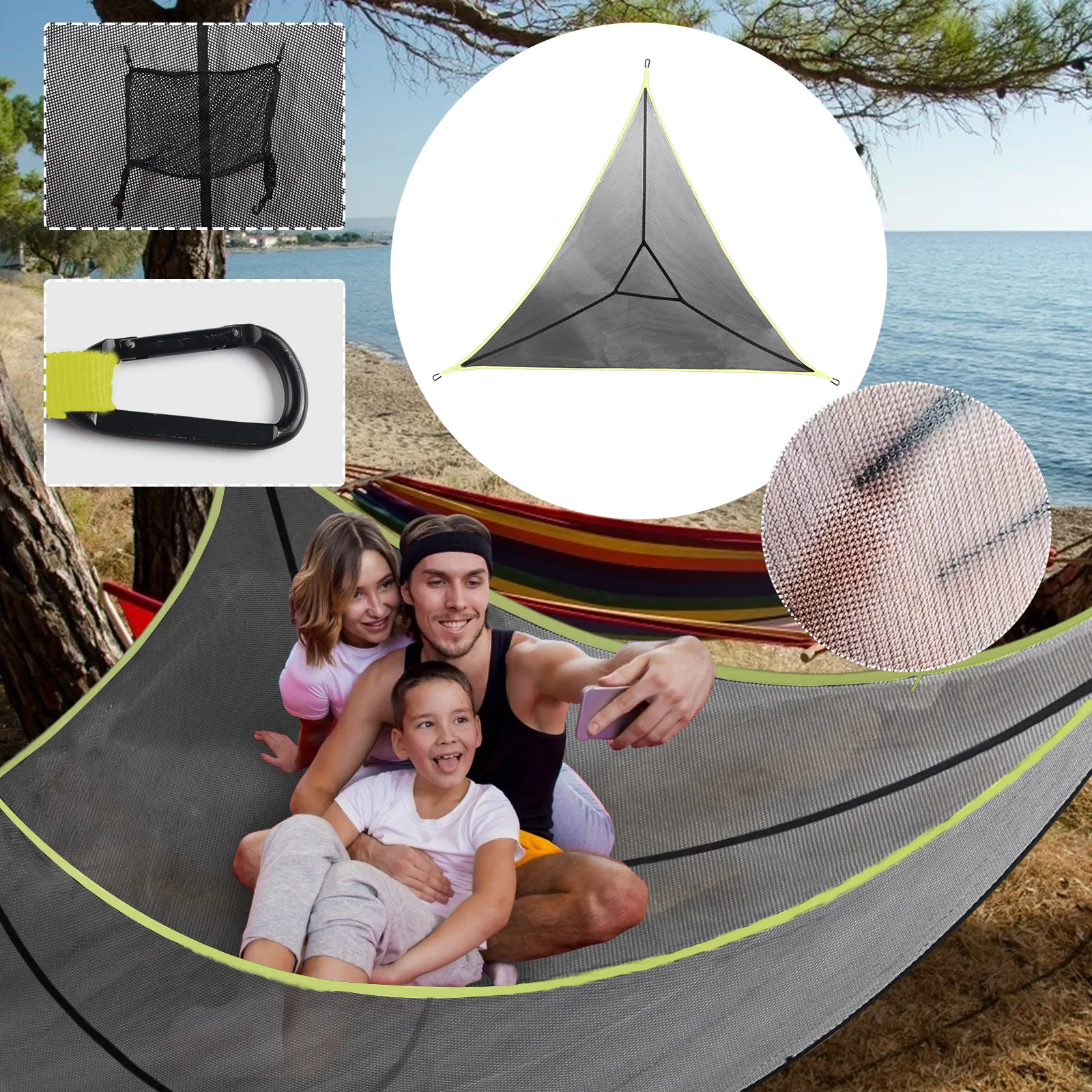 3 person tree hammock-3 point design, heavy ratchet and strap aerial cushion-hammock tree house aerial tent