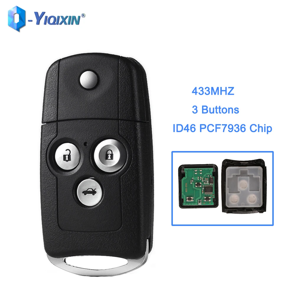 

YIQIXIN 3 Button 433MHZ Flip Remote Car Key For Honda Accord 2008-2012 Old Civic ID46 PCF7936 Chip Folding Smart Control Replace