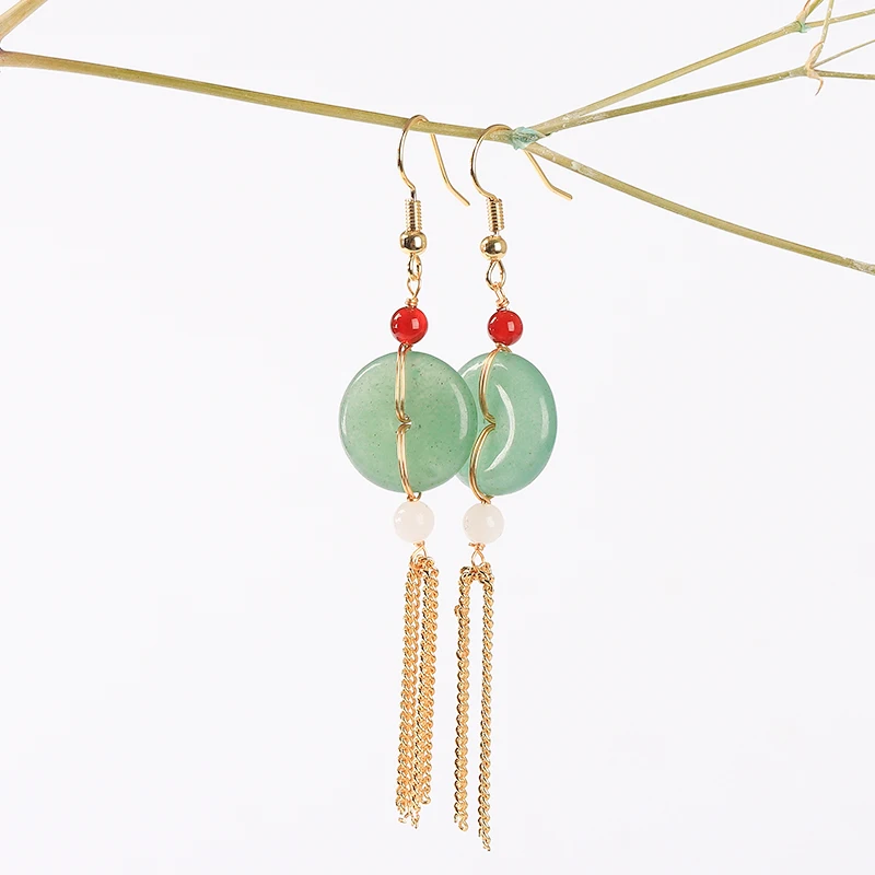 Jadeite Jade Earrings Water Drop Chandelier 14k Gold Grade A   Earring Charms  Handmade