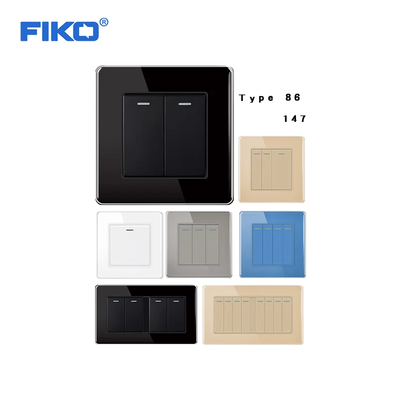 FIKO 86 type household wall concealed light switch 16A two position switch single control double control multi control switch