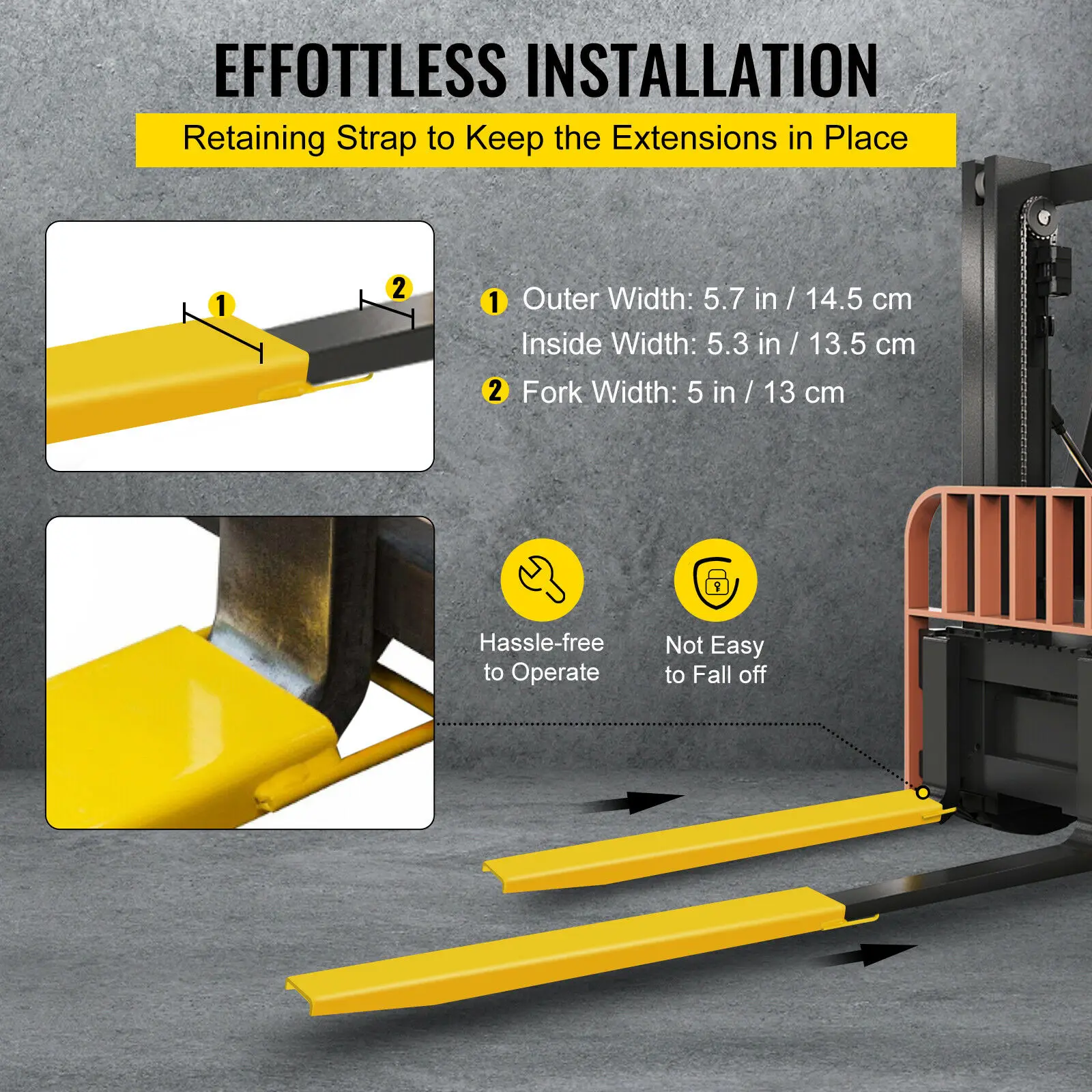 VEVOR 60 72 84 96นิ้วพาเลทส้อม Extensions Heavy Duty ยาวรถยกยกส่วนขยายสำหรับคลังสินค้าและโรงงาน