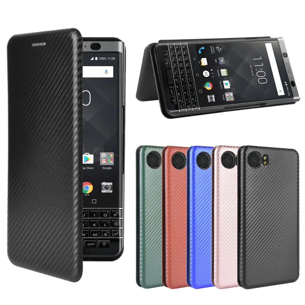 For BlackBerry Keyone DTEK70 Luxury Flip Carbon Fiber Skin Magnetic Adsorption Case For BlackBerry Keyone BBB100-2 Phone Bags