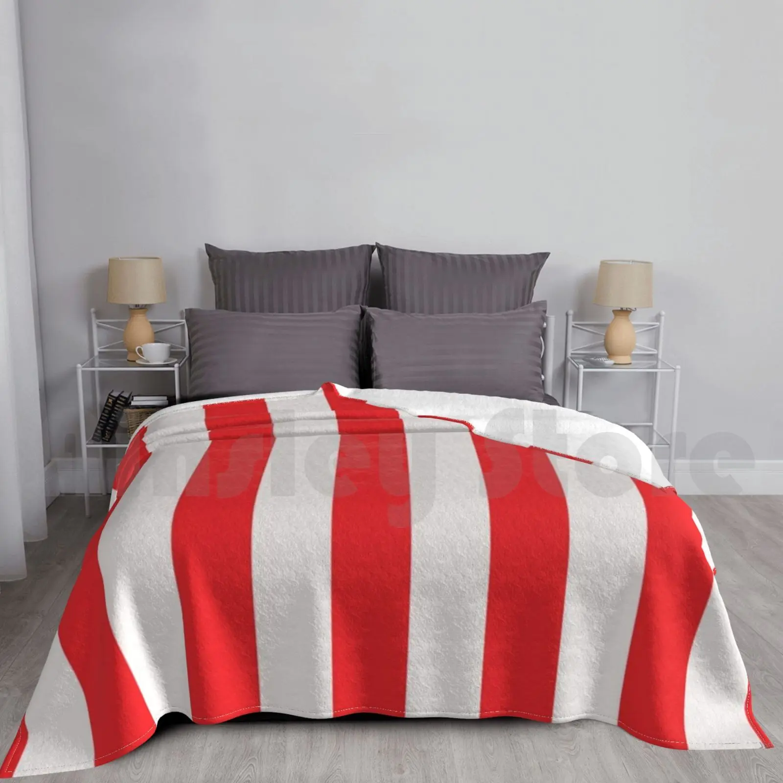 Red & White Stripes Blanket Fashion Custom 1427 Stripes Pattern Sheffield Stoke Football