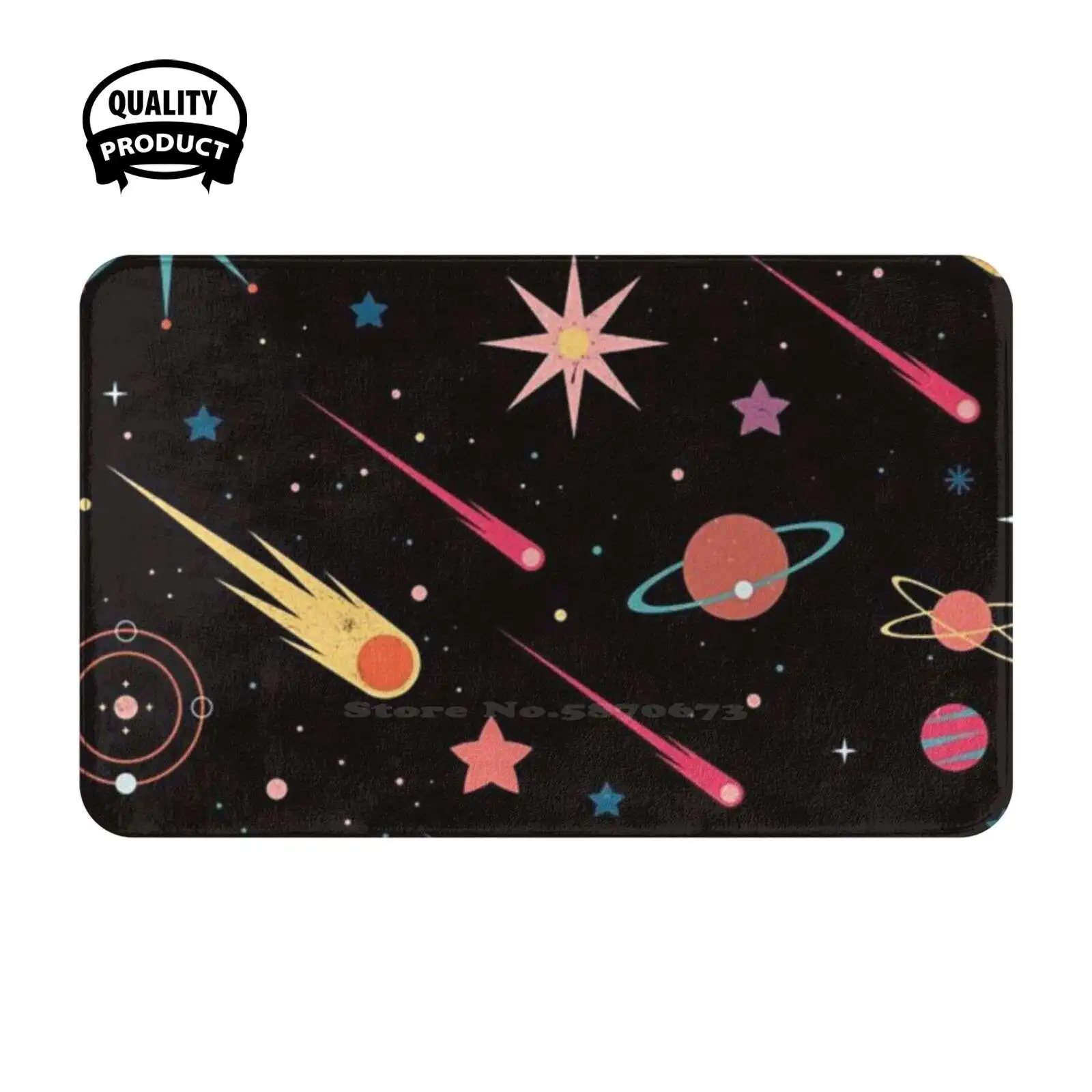 Space Time Soft Cushion Home Carpet Door Mat Car Rug Astronaut Once Upon A Time Science Universe Astronomy Black Stars Time