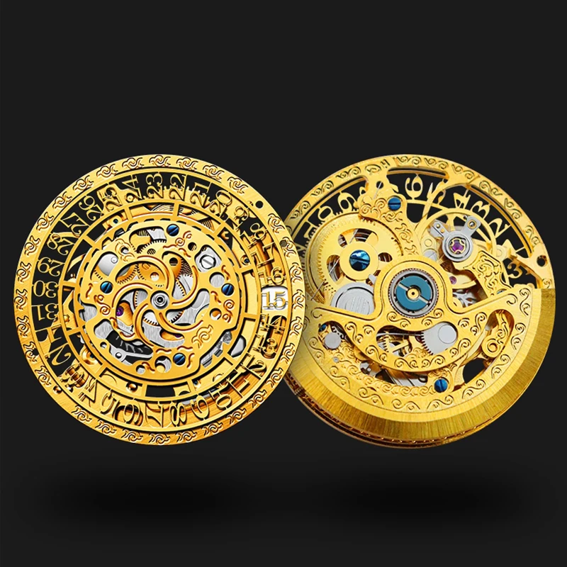 BORMAN Classic Skeleton Dial Automatic Mechanical Men Watch Brown Genuine Leather Band Sapphire Glass Waterproof 50M Men Watches